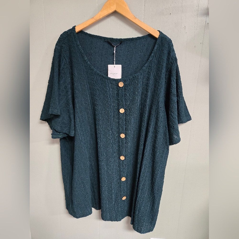 Bloomchic Women's Button-Up Top Shirt Dark Green Size 26
